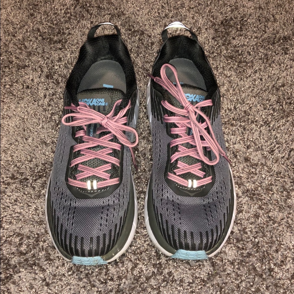 Size 7 Hoka One Clifton 5 Pink and Gray